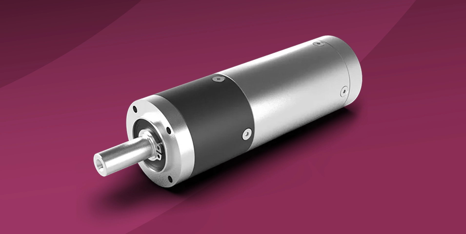 Kompakter Getriebemotor von ATEK Drive Solutions mit Planetengetriebe und zylindrischem Motorgehäuse